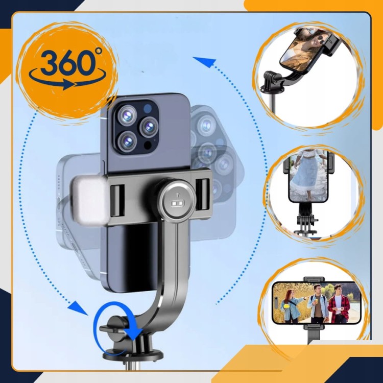 Selfie stick statyw do telefonu Slayo 3w1 z lampami LED i pilotem – grafika produktu