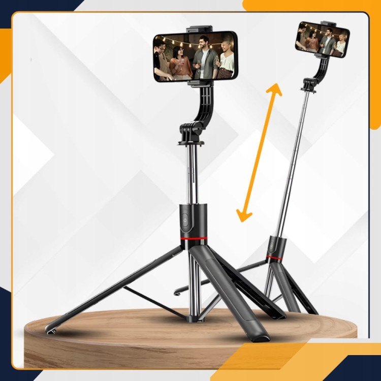 Statyw do telefonu Slayo SelfiePro 15 rozłożony jako niski tripod na biurku