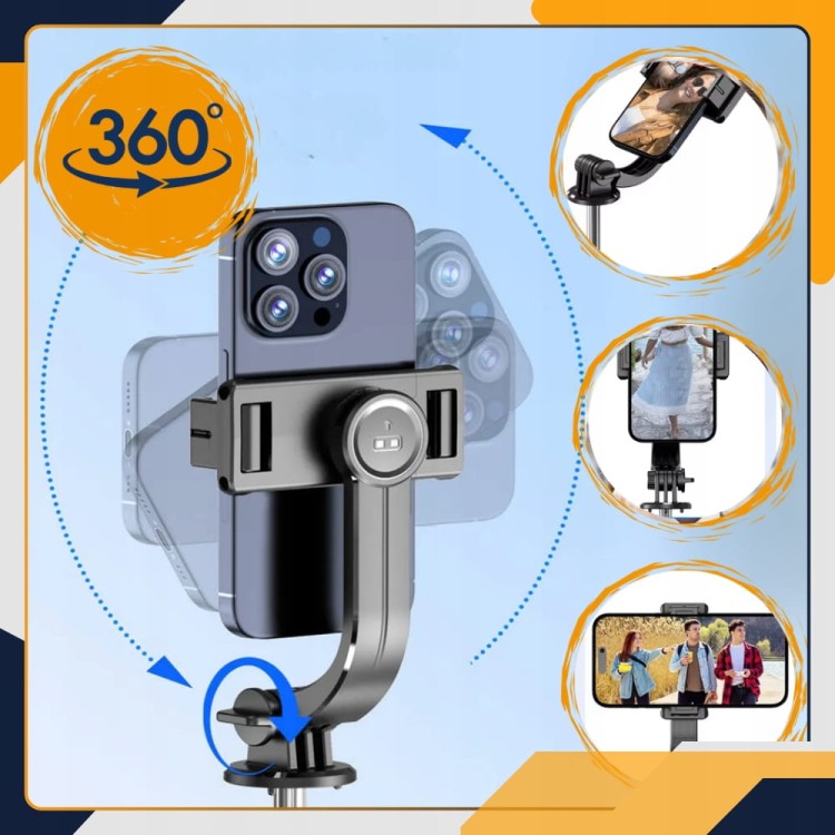 Głowica obrotowa 360 stopni w selfie sticku Slayo SelfiePro 15 pion i poziom do social mediów