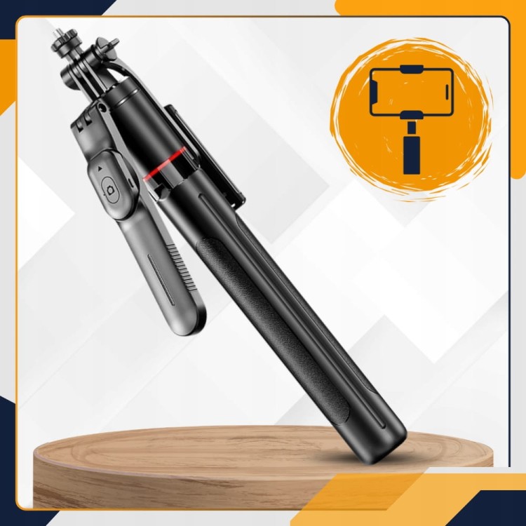 Kijek selfie statyw tripod 3w1 z lampami LED i pilotem Bluetooth do vlogów iPhone 12–17 Slayo