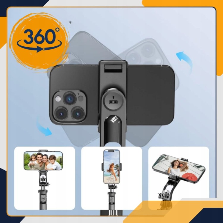 Statyw tripod 3w1 Slayo z gwintem 1/4 cala – kijek selfie do telefonu i kamer sportowych