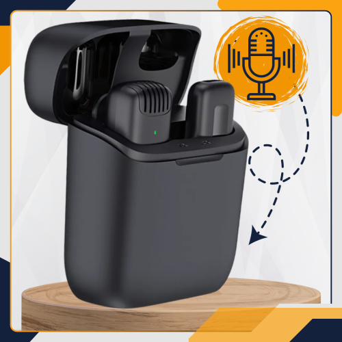 Mikrofon krawatowy Slayo Mike S11 obok odbiornika USB-C