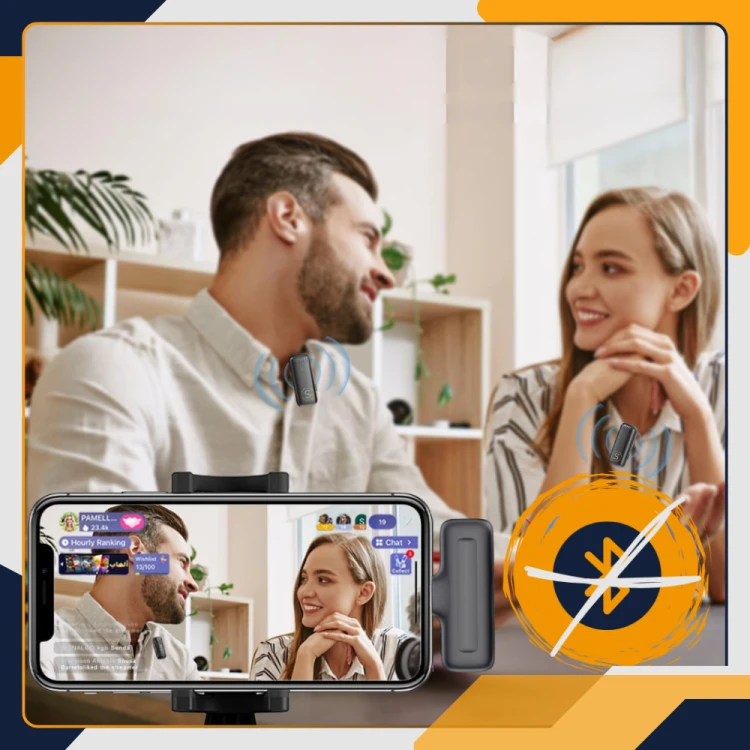 Rozmowa dwóch osób w domu nagrywana telefonem z mikrofonami Slayo Mike S13