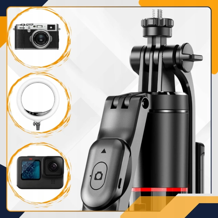 Selfie stick Slayo kompatybilny z iPhone 12 13 14 15 16 17 i smartfonami z Androidem – uniwersalny statyw do telefonu