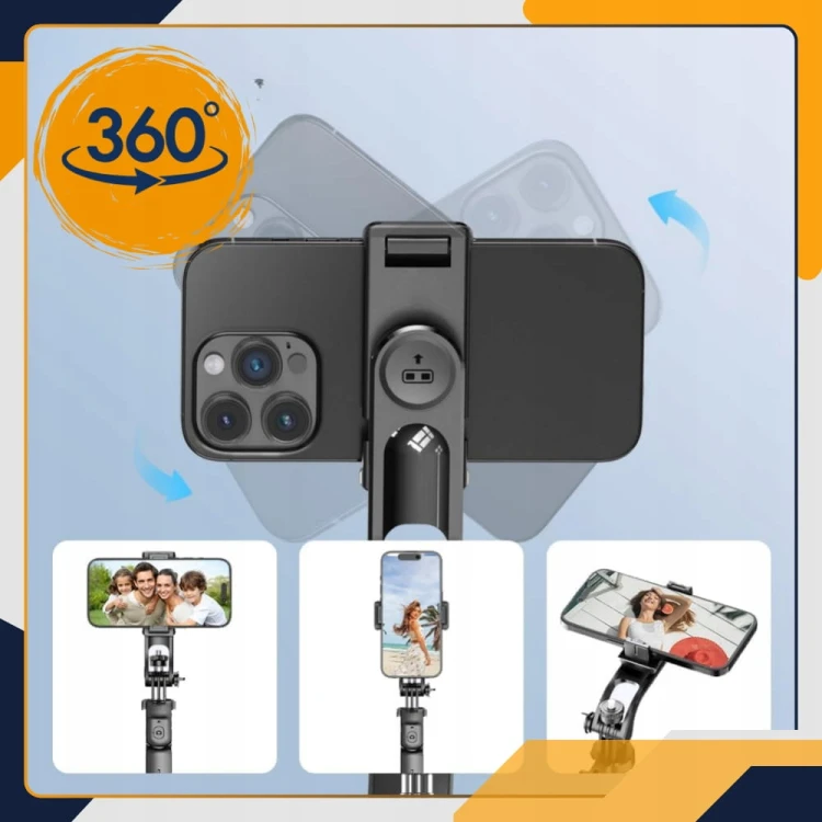 Statyw tripod 3w1 Slayo z gwintem 1/4 cala – kijek selfie do telefonu i kamer sportowych