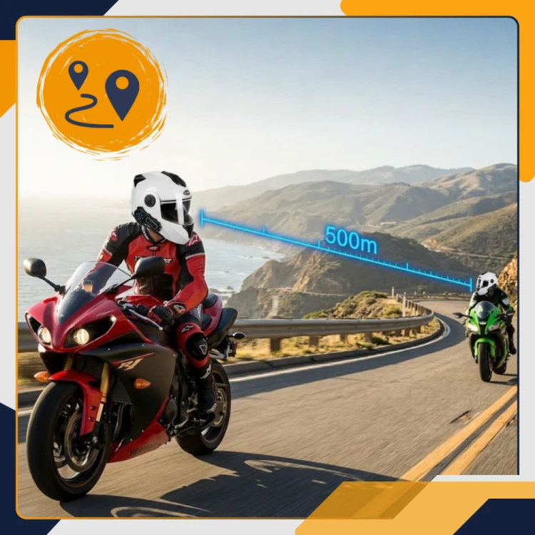 Dwa motocykle w zasięgu 500 metrów połączone interkomami Slayo MotoMesh S600