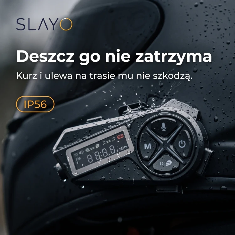 Interkom Slayo MotoMesh S600 w deszczu, klasa szczelności IP56